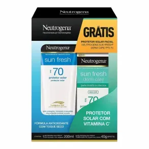 Protetor Solar Facial Neutrogena Sun Fresh FPS 70 com 200mL + protetor facial, FPS 70 com 40g, gratis
